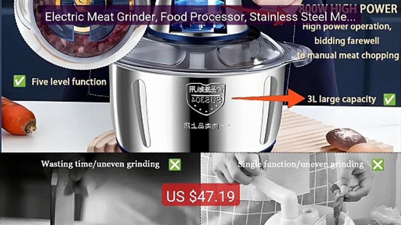 Electric Meat Grinder, Food Processor, Stainless Steel Meat C... -- Amazing Value 2026 | Must Have!