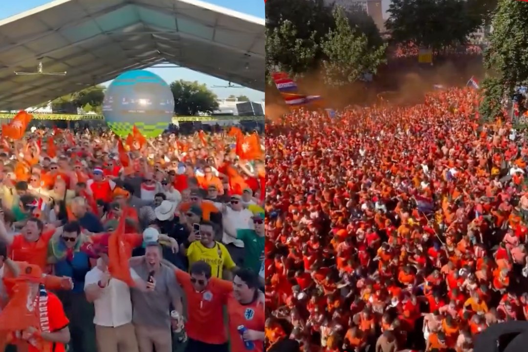 Dutch fans turn Dallas orange with iconic World Cup display