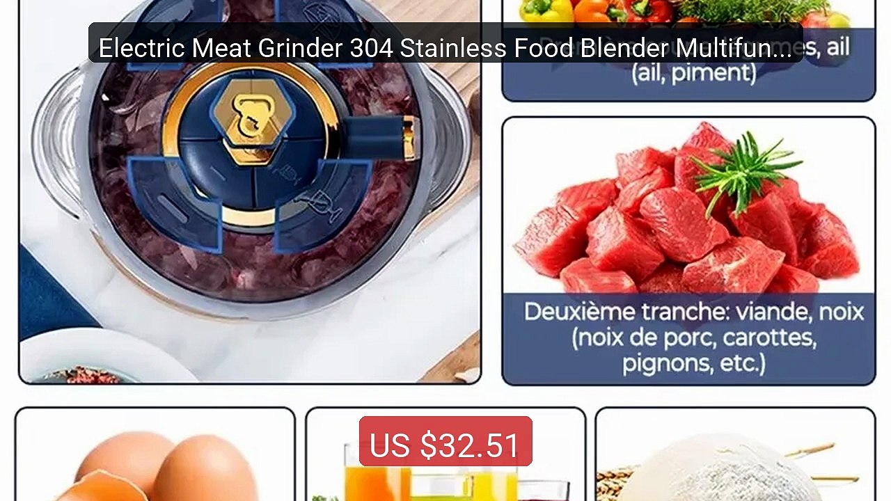Electric Meat Grinder 304 Stainless Food Blender Multifunction... -- Best Buy 2026 | Great Quality!