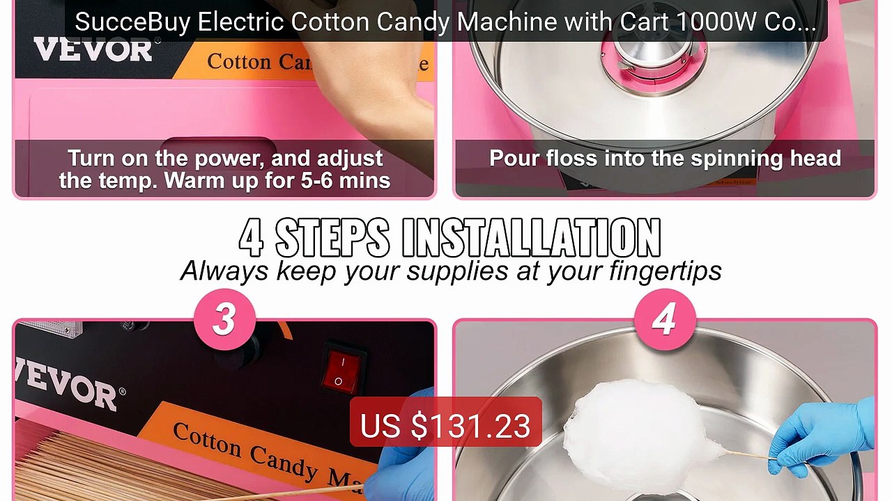 SucceBuy Electric Cotton Candy Machine with Cart 1000W Commerc... -- Hot Deal 2026 | Limited Offer!
