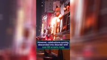 Knicks fans set alight bus during celebrations