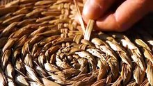 Reed Fibers Woven Into a Spiral Pattern 🌾✨ Satisfying Craft Process