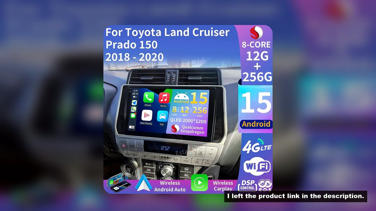 Android 15 Wireless Carplay For Toyota Land Cruiser Prado 150 2018 - 2020 Audio 360 Camera 4G LTE DS