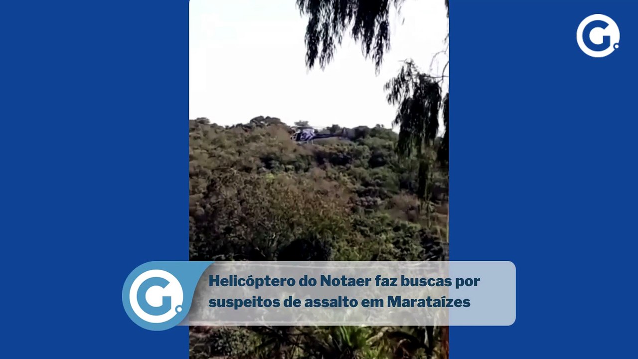 Helicóptero do Notaer faz buscas por suspeitos de assalto em Marataízes
