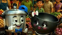 कढ़ाई vs कुकर 🤣  Hindi Funny Animation Short