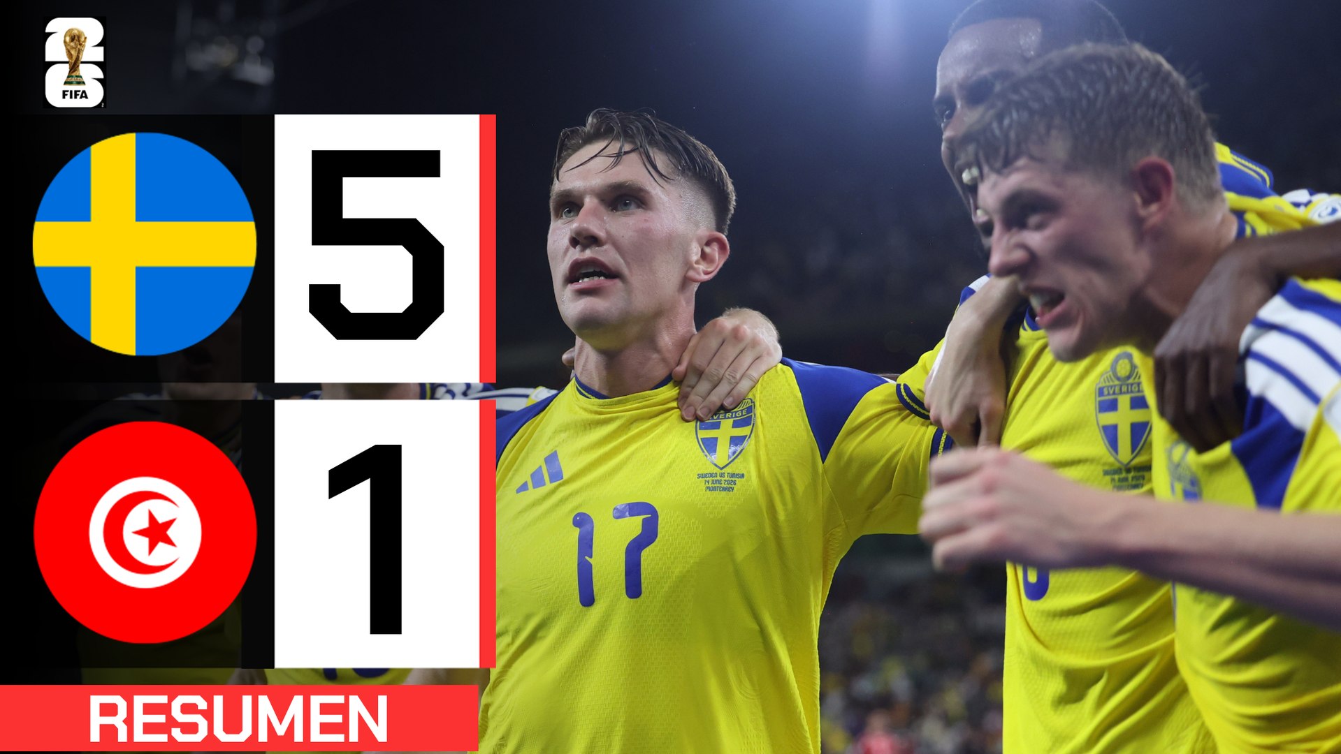 Suecia 5-1 Túnez | Resumen Mundial 2026