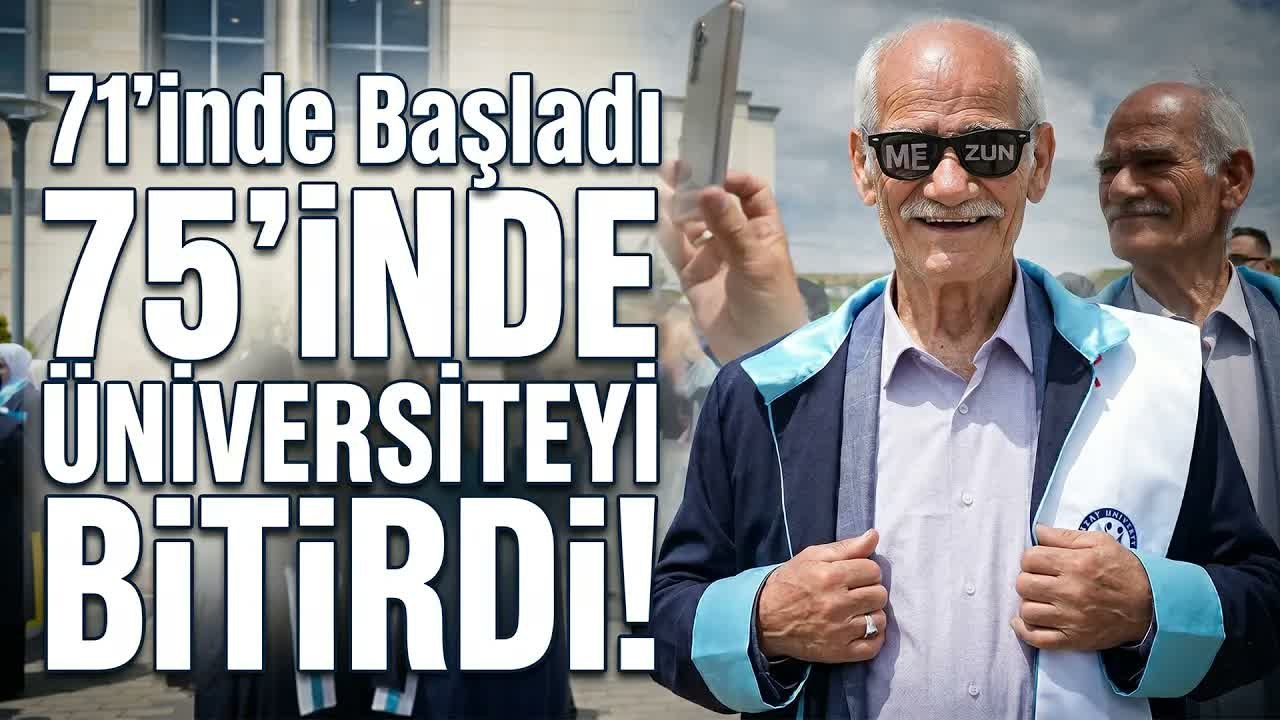 71'inde başladığı üniversiteden 75 yaşında mezun oldu
