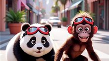 Panda vs Monkey 😂