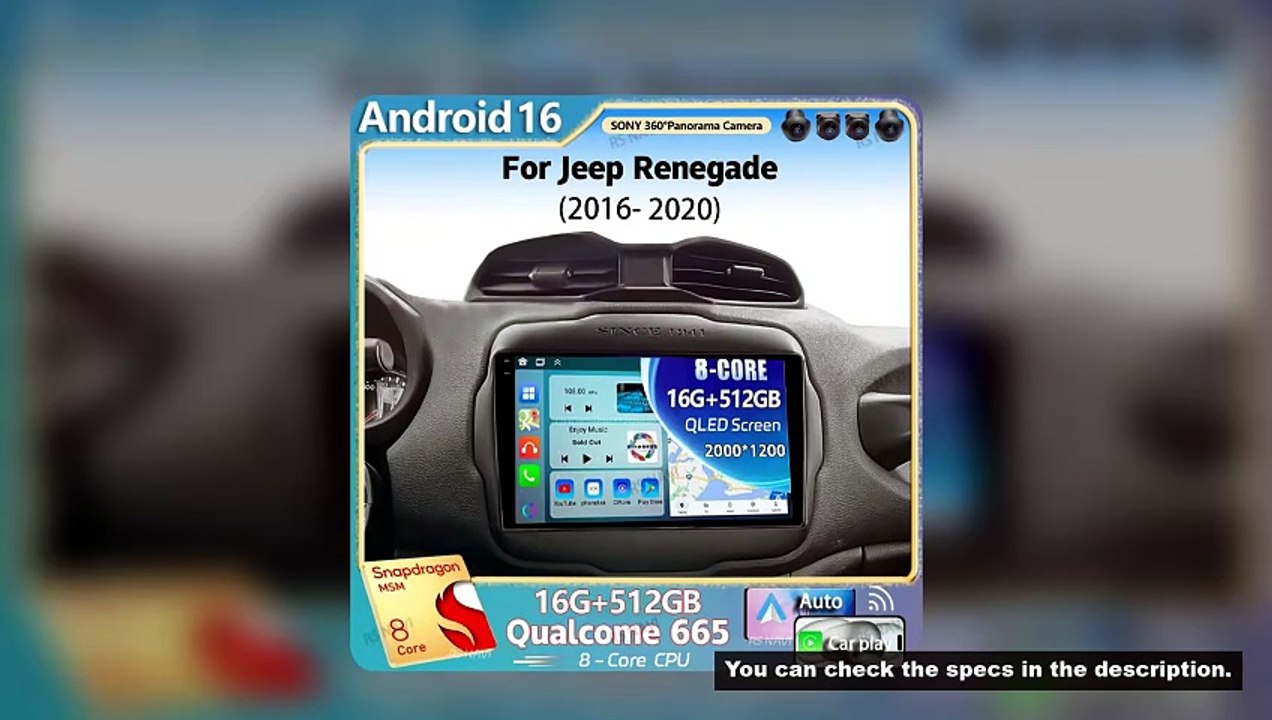 Android 16 For Jeep Renegade 2016 - 2020 2K QLED Android Car Radio Multimedia Video Player GPS AI Vo