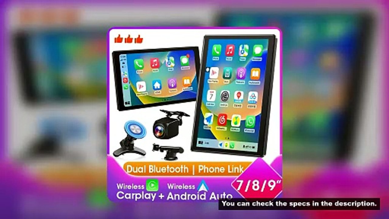 Universal 7/8/9 inch Carplay Screen for Car,Carplay & Android Auto Rotatable Car Screen,Horizontal/V