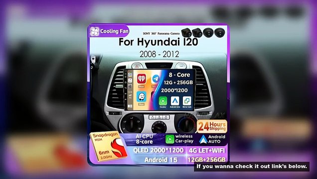 Android 15 Carplay For Hyundai i20 2008 2009 2010 2011 2012 Car Radio Stereo Multimedia Video Player