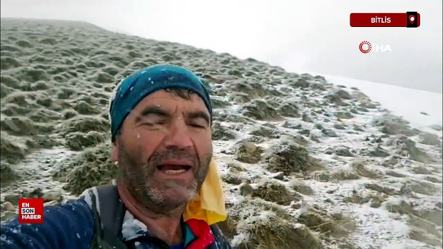 Bitlis'te haziranda yağan kar Süphan Dağı'nı beyaza bürüdü