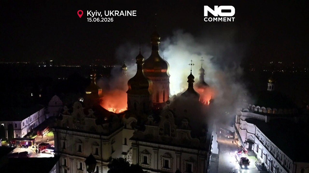 Russian attack sets fire to a UNESCO-listed monastery in Kyiv