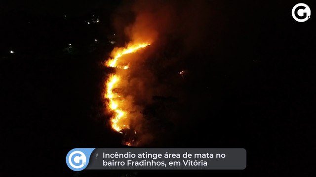Incêndio atinge área de mata no bairro Fradinhos, em Vitória DRONE