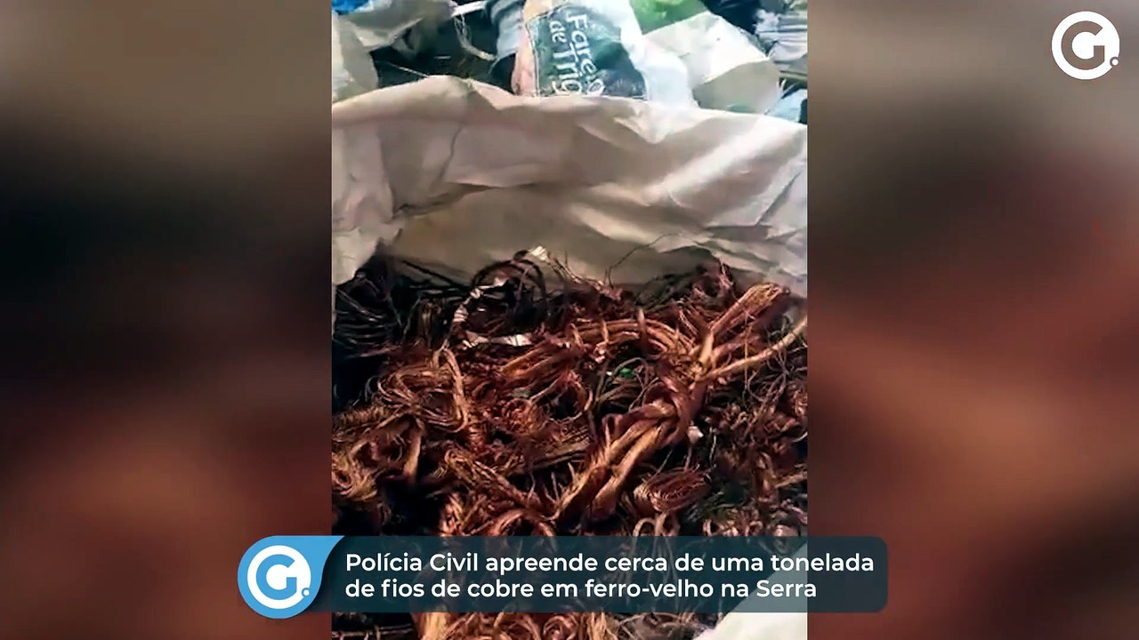 Polícia Civil apreende cerca de uma tonelada de fios de cobre em ferro-velho na Serra
