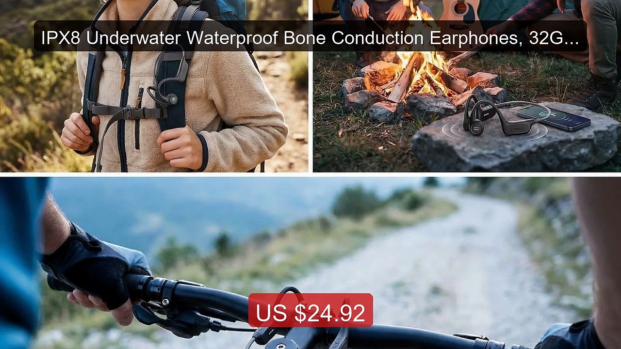 IPX8 Underwater Waterproof Bone Conduction Earp...