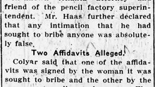 Monday, 26th May 1913 Lay Bribery Effort to Franks Friends