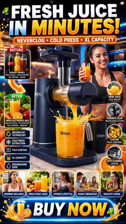 Ninja NeverClog Cold Press Juicer | Powerful Sl...