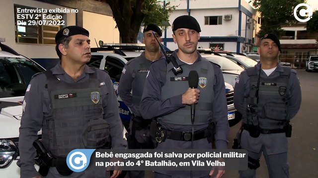 Bebê engasgada foi salva por policial militar na porta do 4º Batalhão, em Vila Velha