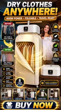Portable Clothes Dryer | Fast Drying Foldable Laundry Dryer for Home, Travel & Apartments