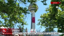 Ankara'da bulunan Atakule'ye A Milli Kadın Voleybol Takımı'na destek için forma asıldı