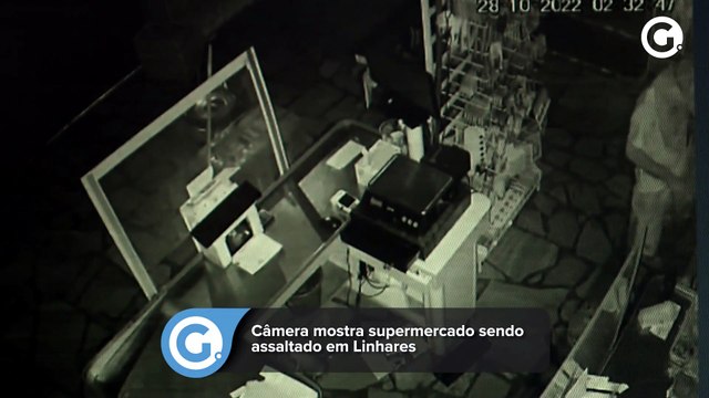 Câmera mostra supermercado sendo assaltado em Linhares