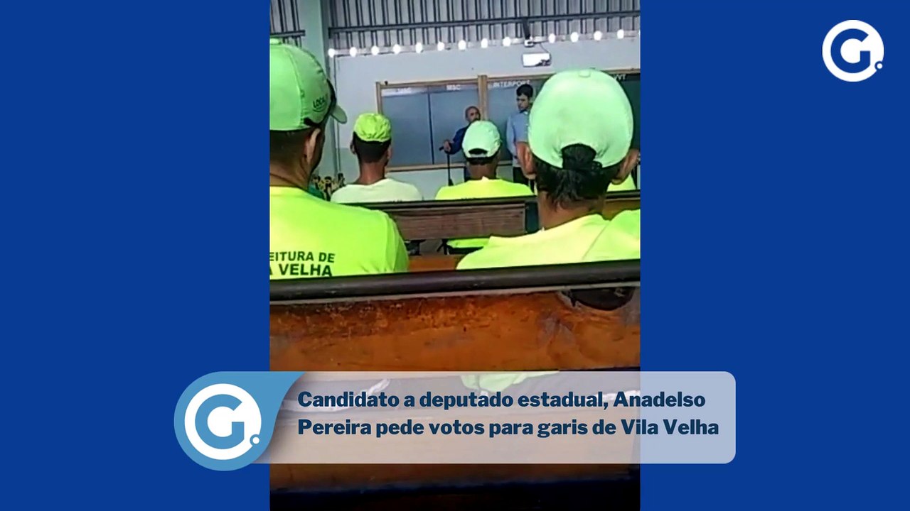 andidato a deputado estadual, Anadelso Pereira (Podemos) pede votos para garis que prestam serviço para a Prefeitura de Vila Velha