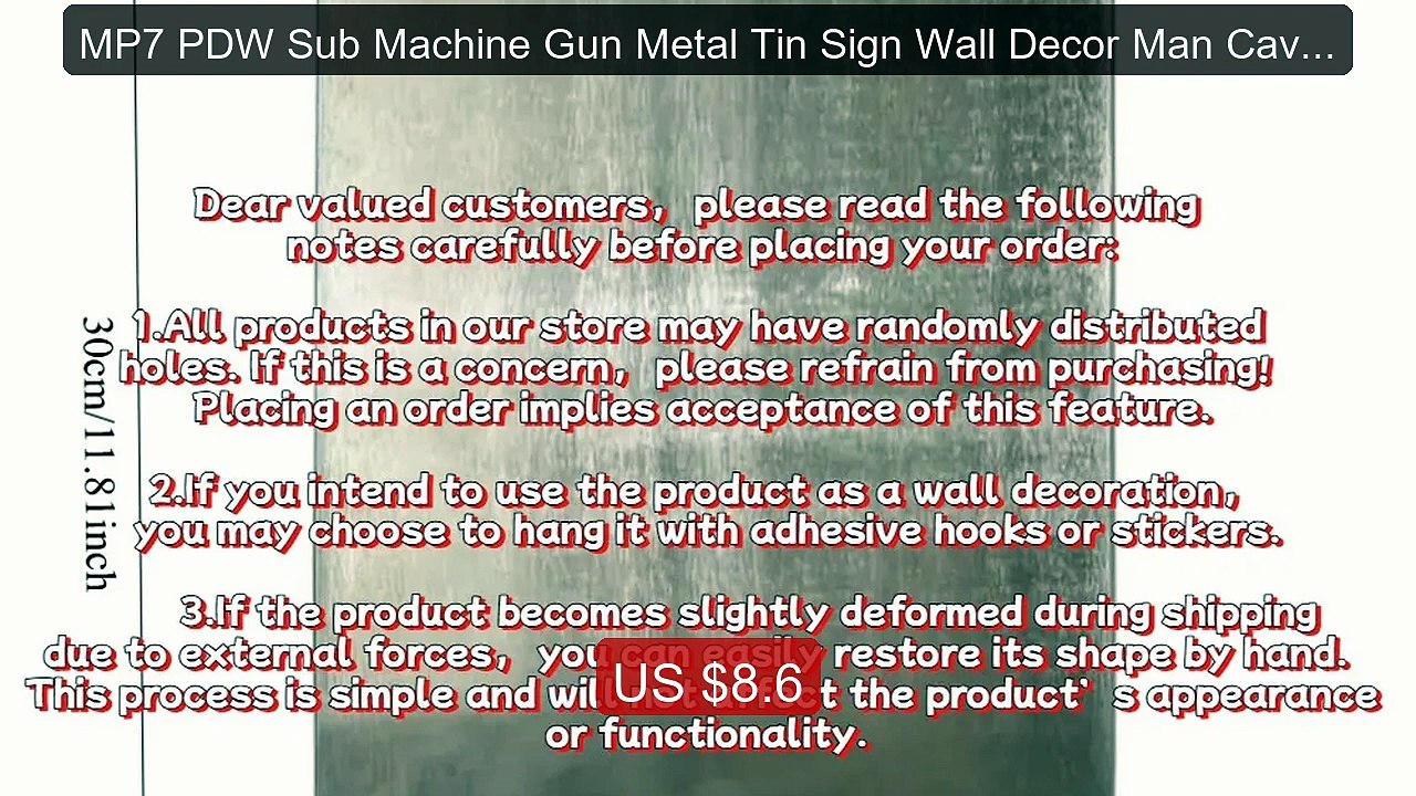 MP7 PDW Sub Machine Gun Metal Tin Sign Wall Decor Man Cave Mi... -- Amazing Value 2026 | Must Have!
