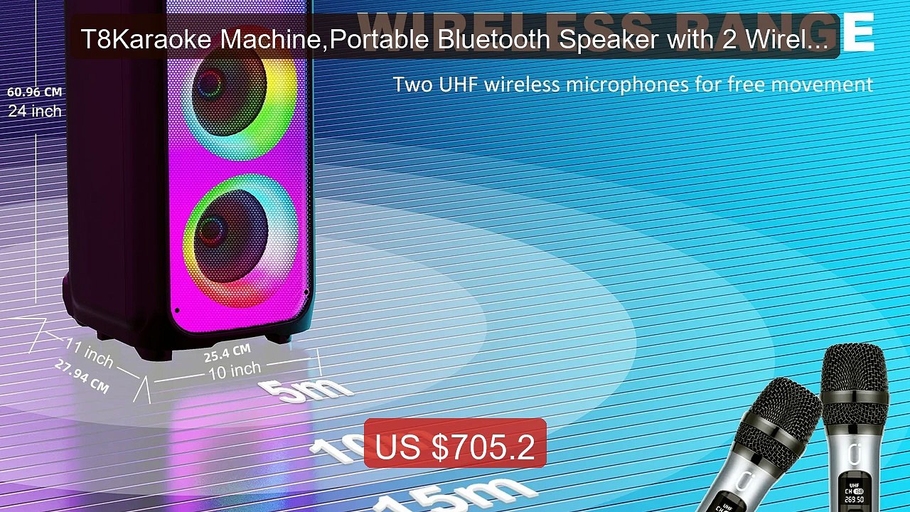 T8Karaoke Machine,Portable Bluetooth Speaker with 2 Wireles... -- Top Pick 2026 | Unbeatable Price!