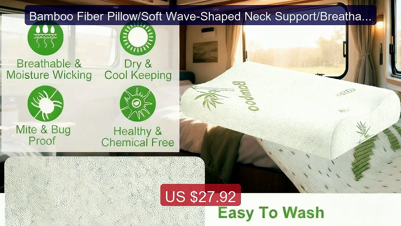 Bamboo Fiber Pillow/Soft Wave-Shaped Neck Support/Breathabl... -- Top Pick 2026 | Unbeatable Price!