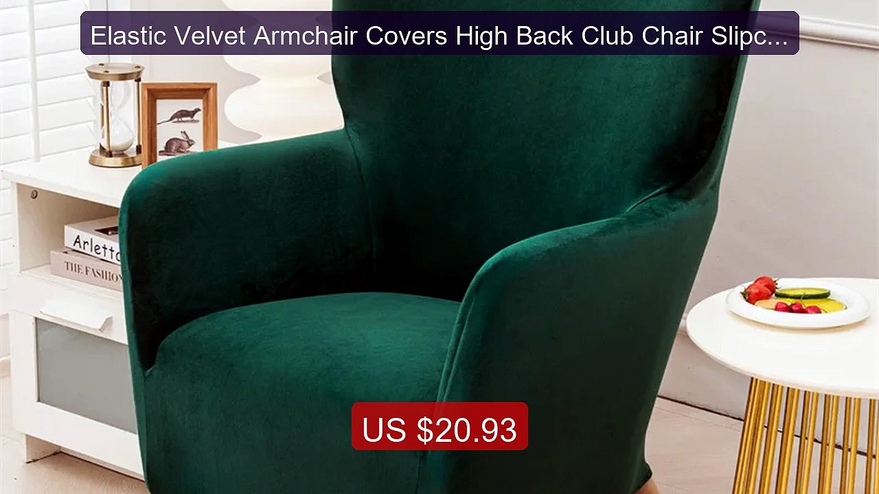 Elastic Velvet Armchair Covers High Back Club Chair Slipcov... -- Top Pick 2026 | Unbeatable Price!