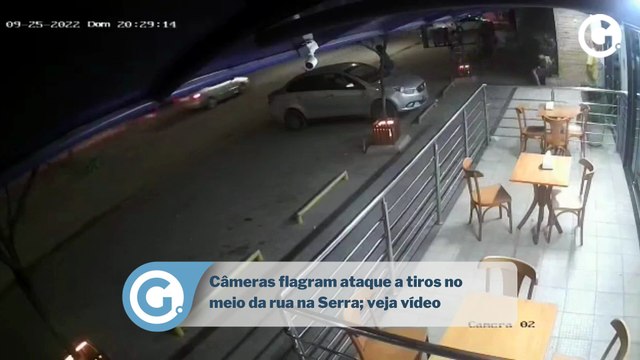 Câmeras flagram ataque a tiros no meio da rua na Serra; veja vídeo