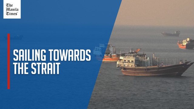 Vessels seen in Strait of Hormuz at sunset after US-Iran agreement