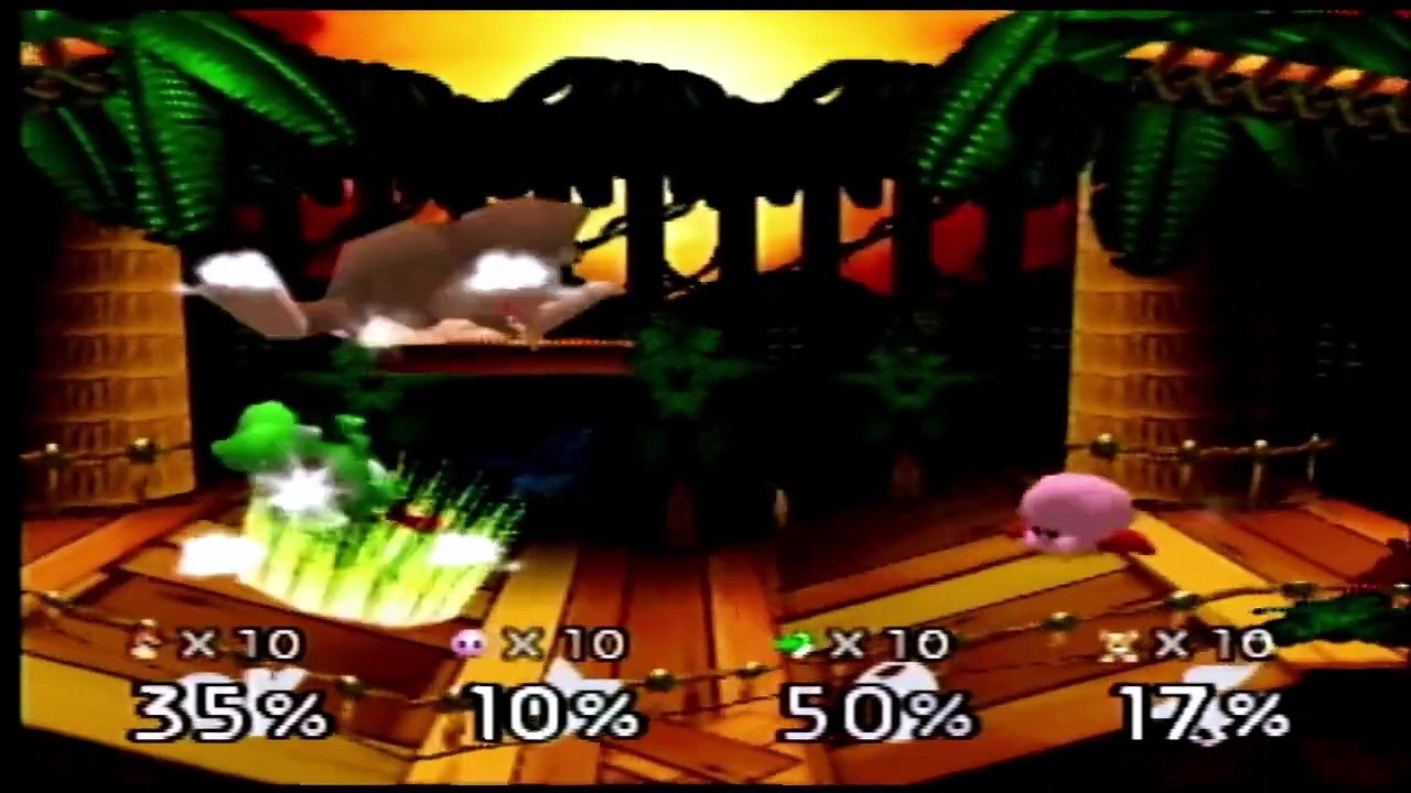 Super Smash Bros Donkey Kong vs Kirby vs Yoshi vs Fox