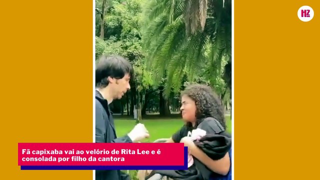 Fã capixaba vai ao velório de Rita Lee e é consolada por filho da cantora