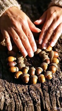 Acorn Caps Arranged in Circular Rings 🌰✨ Satisfying Nature Pattern