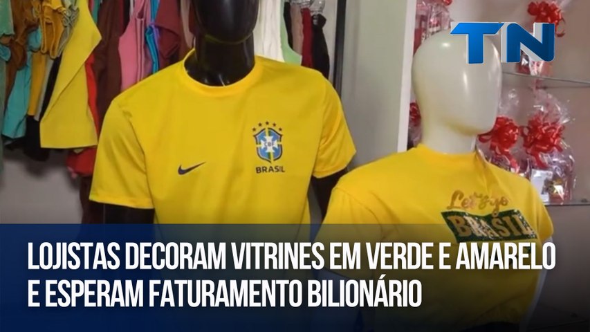 
				Lojistas decoram vitrines em verde e amarelo e esperam faturamento bilionário
			