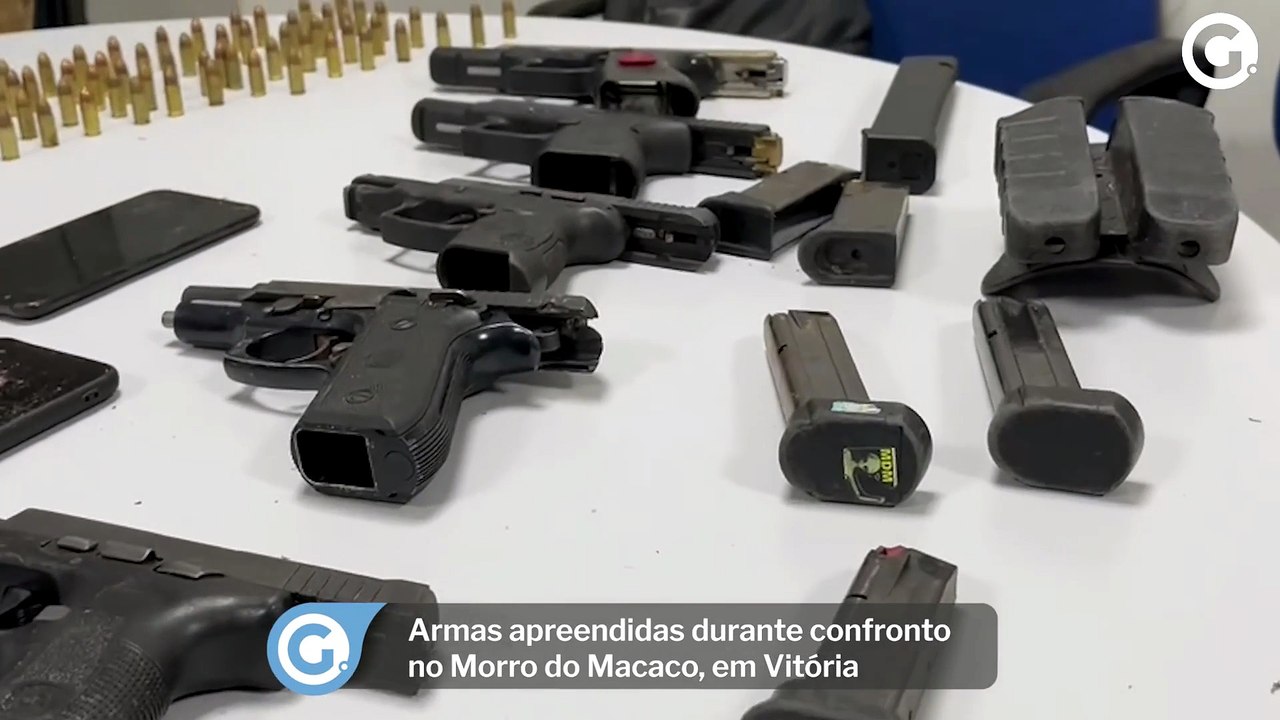 Armas apreendidas durante confronto no Morro do Macaco, em Vitória