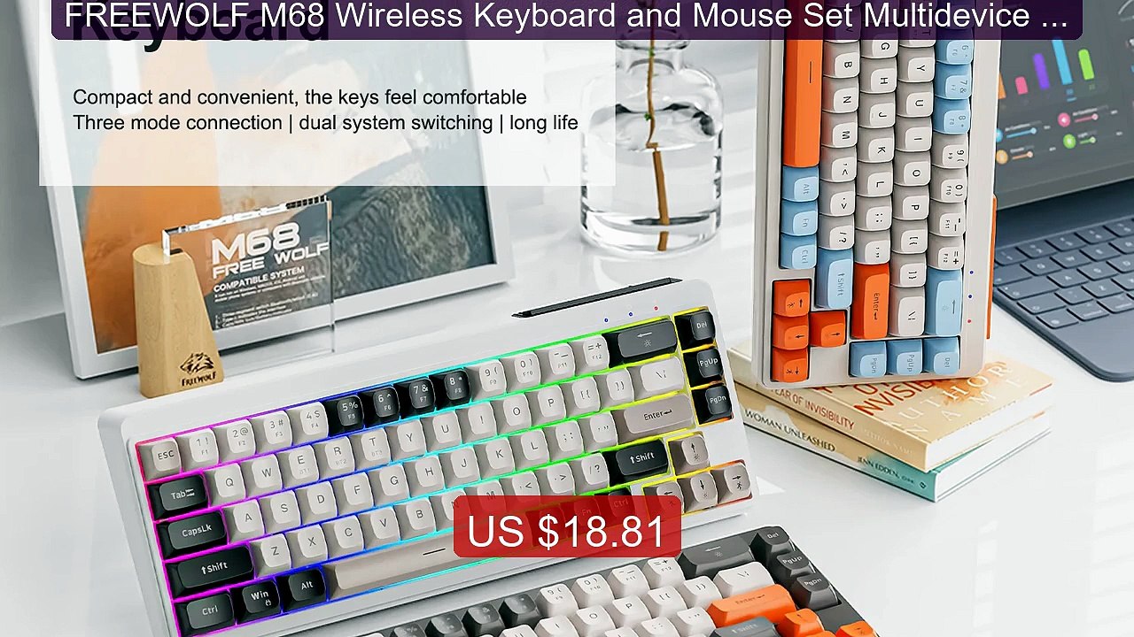 FREEWOLF M68 Wireless Keyboard and Mouse Set Multidevice Connectio... -- Best Deal 2026 | Shop Now!