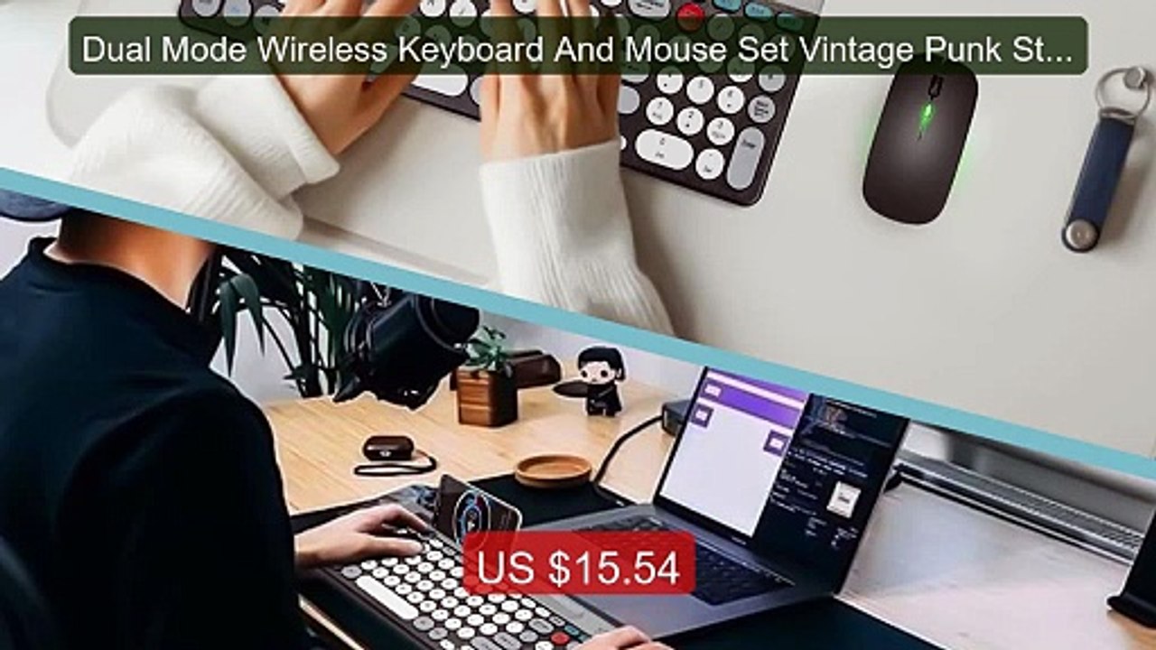 Dual Mode Wireless Keyboard And Mouse Set Vintage Punk Style Round... -- Best Deal 2026 | Shop Now!