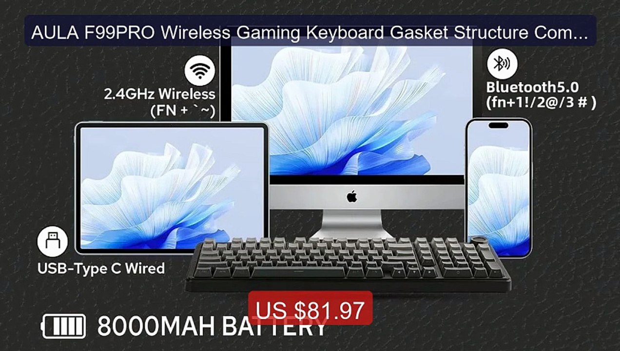 AULA F99PRO Wireless Gaming Keyboard Gasket Structure Compati... -- Amazing Value 2026 | Must Have!