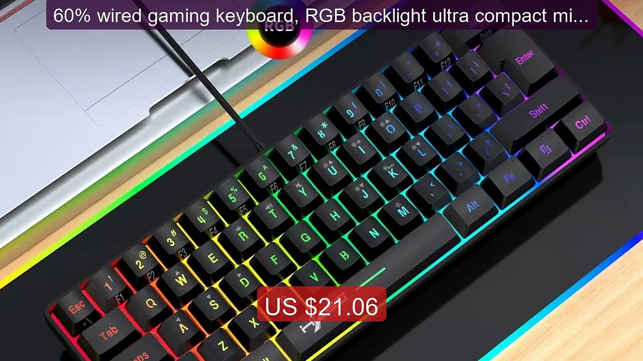 60% wired gaming keyboard, RGB backlight ultra compact mini ke... -- Best Buy 2026 | Great Quality!