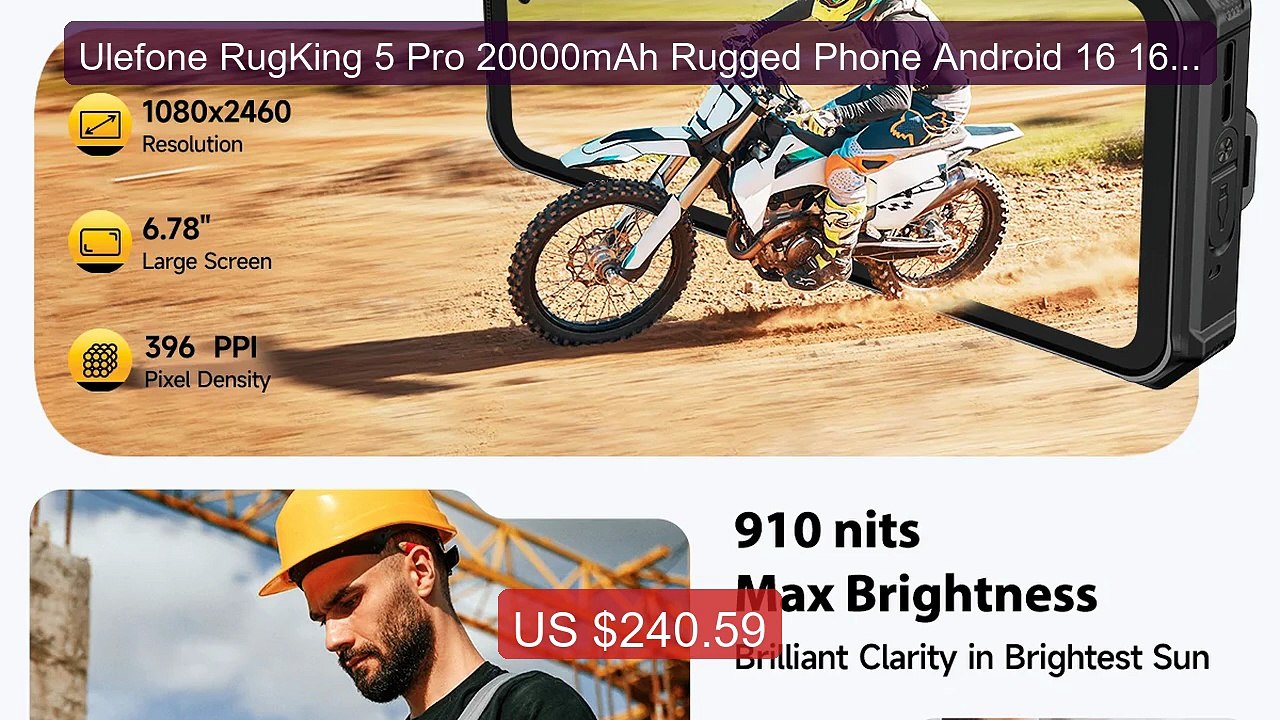 Ulefone RugKing 5 Pro 20000mAh Rugged Phone Android 16 16GB... -- Top Pick 2026 | Unbeatable Price!