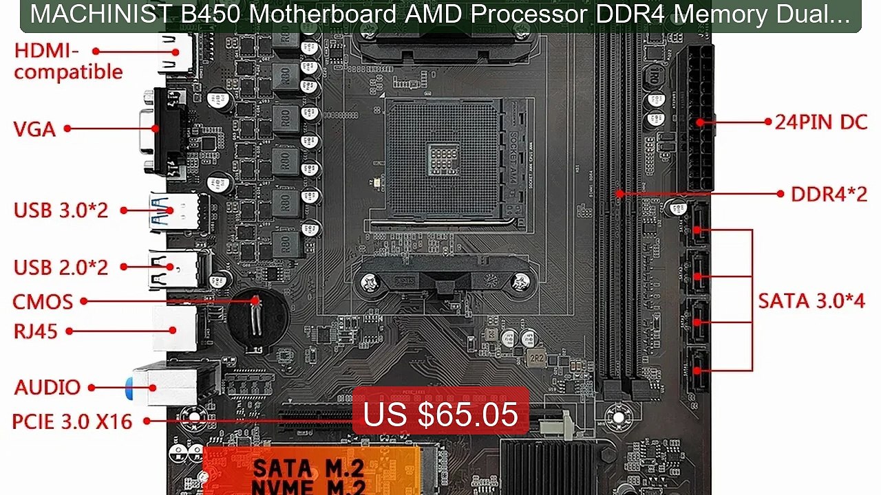 MACHINIST B450 Motherboard AMD Processor DDR4 Memory Dual-cha... -- Amazing Value 2026 | Must Have!
