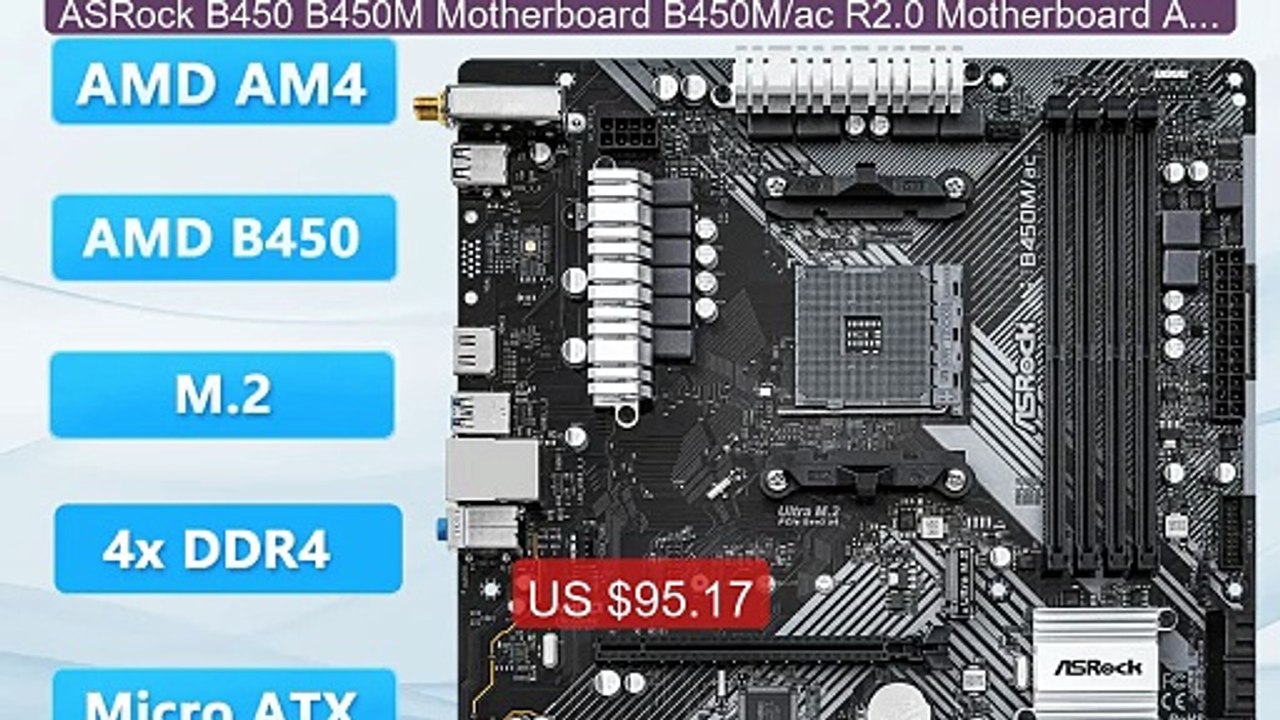 ASRock B450 B450M Motherboard B450M/ac R2.0 Motherboard AM4... -- Top Pick 2026 | Unbeatable Price!