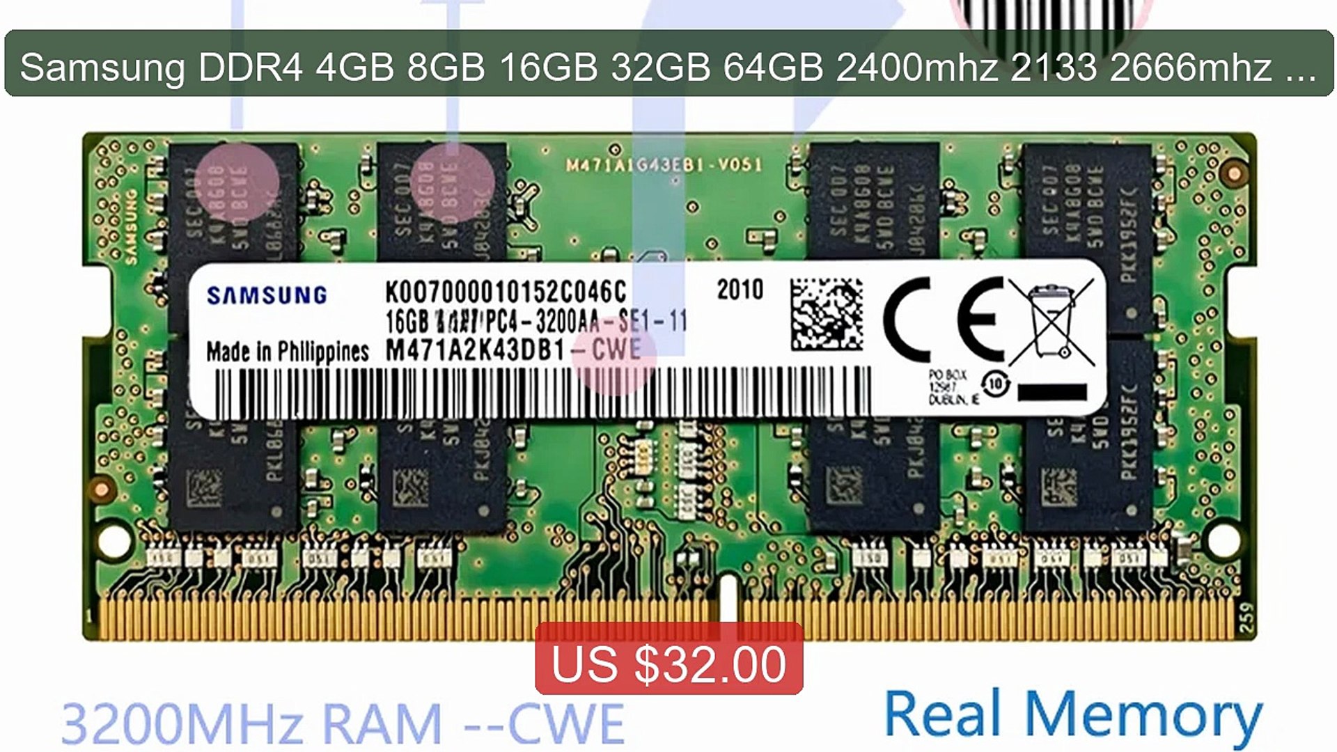 Samsung DDR4 4GB 8GB 16GB 32GB 64GB 2400mhz 2133 2666mhz 3200