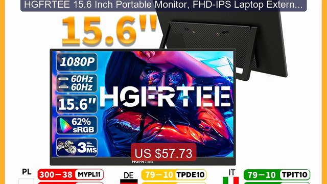 HGFRTEE 15.6 Inch Portable Monitor, FHD-IPS Laptop External Se... Best Buy 2026 | Great Quality!