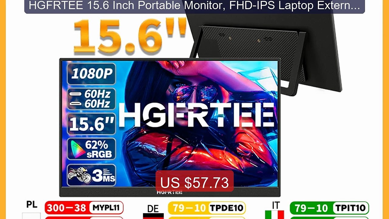 HGFRTEE 15.6 Inch Portable Monitor, FHD-IPS Laptop External Se... -- Best Buy 2026 | Great Quality!