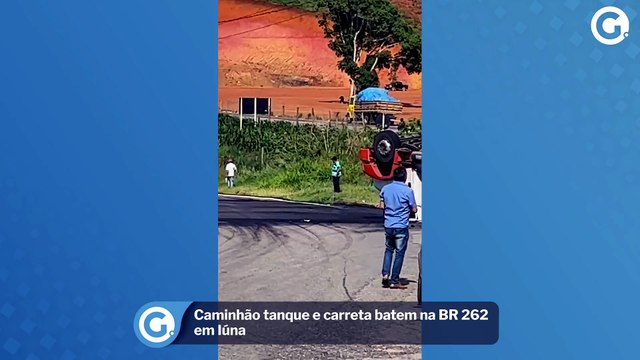 Caminhão tanque e carreta batem na BR 262 em Iúna
