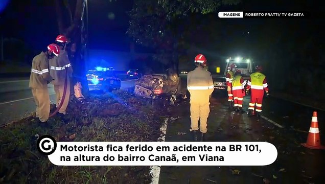 Motorista fica ferido em acidente grave na BR 101 em Viana